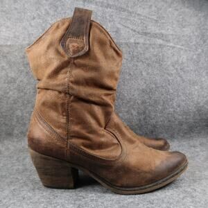 Rocket Dog Shoes Womens 9 Boots Fashion Western Slouch Pull On Block Heel Brown